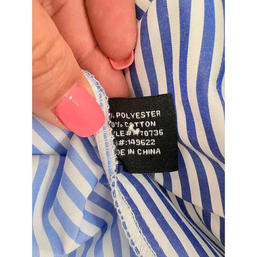 Walter Baker Blue White Stripe Tie Waist High-Low T-Shirt Dress M Coastal Resort